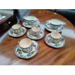 A Selection of antique Quimper France Tea wares along with Pair of Quimper soup bowls