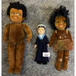 Three vintage collectors dolls to include Sailor doll with Norland sailor band and Farnell's Alpha