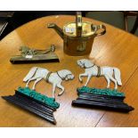 Pair of Greens of Glasgow cast iron horse door stops, Robert Burns horse plough door stop and a