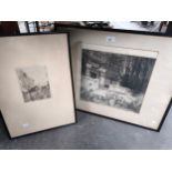2 antique eastern themed etchings with details of artist to backing of both etchings