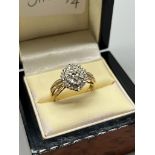 9ct yellow gold ladies diamond cluster ring. 0.33cts. [Ring size R] [4.17Grams]
