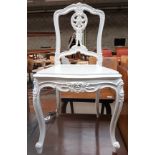 Antique painted white hall chair