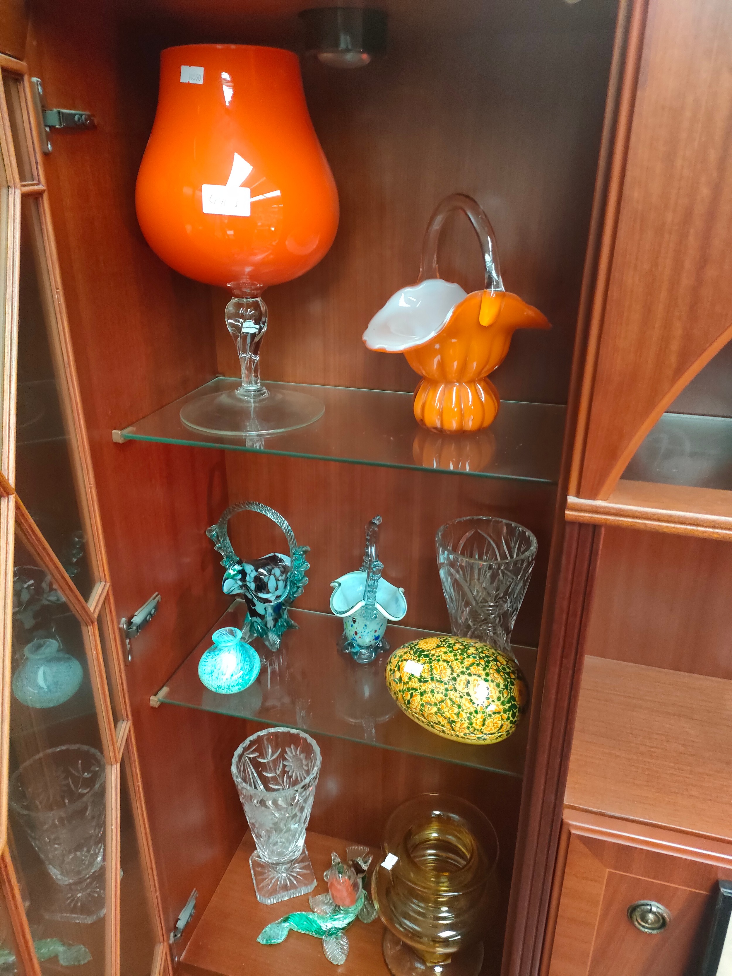 A Selection of art glass collectables to include heavy amber coloured vase etc