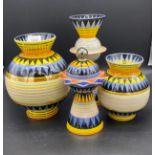 A collection of limited edition Moorland Chelsea Works Burslam gold and blue vase/urns. Signed Plant