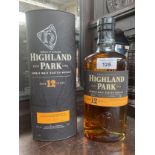 A Bottle of aged 12 years old highland oak single malt scotch whisky 70cl full and sealed with