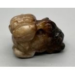 18th century Chinese hand carved jade sculpture of a foo dog. [4.2cm in length]