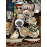 A Large crate of collectables includes Quimper france, Royal Worcester etc