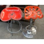 Two industrial vintage tractor bar stools