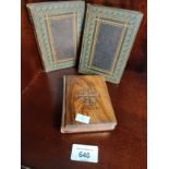 Jerusalem the red testament wooden fronted pocket bible together with 2 antique books