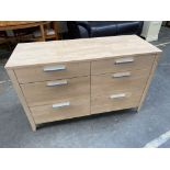A contemporary 6 drawer chest along with matching mirror [on image 4]