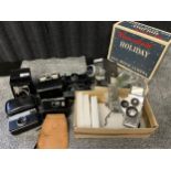 A Selection of various cameras and cine cameras to include boxed Mansfield Holiday 8mm movie camera,