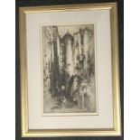 Hedley Fitton Original etching ''Advocates Close, Edinburgh'' Signed to the bottom (66x50cm)