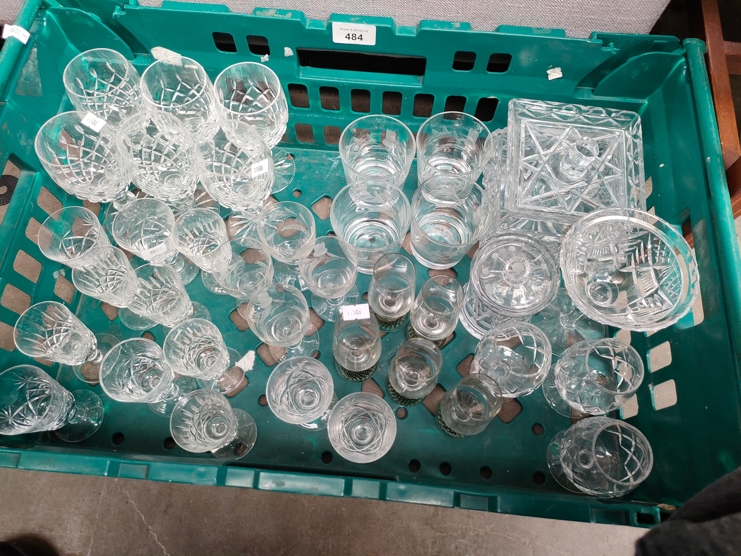 A Box of crystal glasses etc