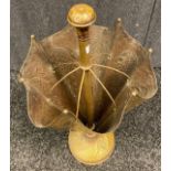 Arts and crafts brass worked umbrella shaped stick stand. [70cm high]