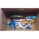 Box of Diecast planes, matchbox battle kings helicopter etc