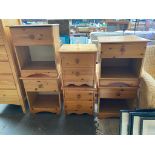 6 various pine bed side cabinet's