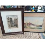 Town scene watercolour signed by James Nimmo and Original watercolour " Loch Vennacher " by O.