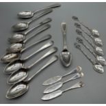 A Collection of Edinburgh and Glasgow silver flat wares includes a set of 8 Georgian Glasgow