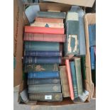 Box of antique books to include The Poetical Works of Sir Walter Scott, Celtic Fairy Tales by Joseph