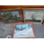 Two framed nautical scene oil paintings signed A. Paterson and Rodgers together with framed