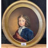 19th century watercolour portrait of a young man of some importance. Fitted within a gilt oval