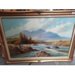 Large gilt framed oil painting titled " After the Rain" by Glasgow artist William McGregor.