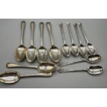 Two sets of silver marked tea spoons. Victorian Exeter silver produced by Josiah Williams & Co (