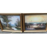 Two framed oil paintings one signed T. Kendall and other signed Cafferia.