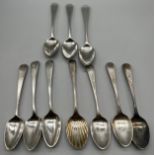 A Collection of Georgian silver marked tea spoons. [136GRAMS]