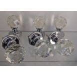 Set of six Art Deco crystal cut faceted clear glass door handles [6]
