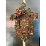 19th Century Black Forest cuckoo clock with carved fox and bird finial workings by Hubert Herr