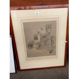 Coloured print by Cecil Aldin- signed by the artist. Together with two 19th century etchings