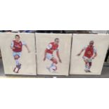 Three Oil Paintings Arsenal Football Club Patrick Vieira, Thierry Henry and Kieran Gibbs Signed