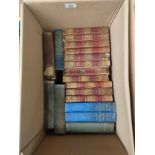 Box of antique books to include Novels and Tales of The Author of Waverley Volumes and Emma Darwin A