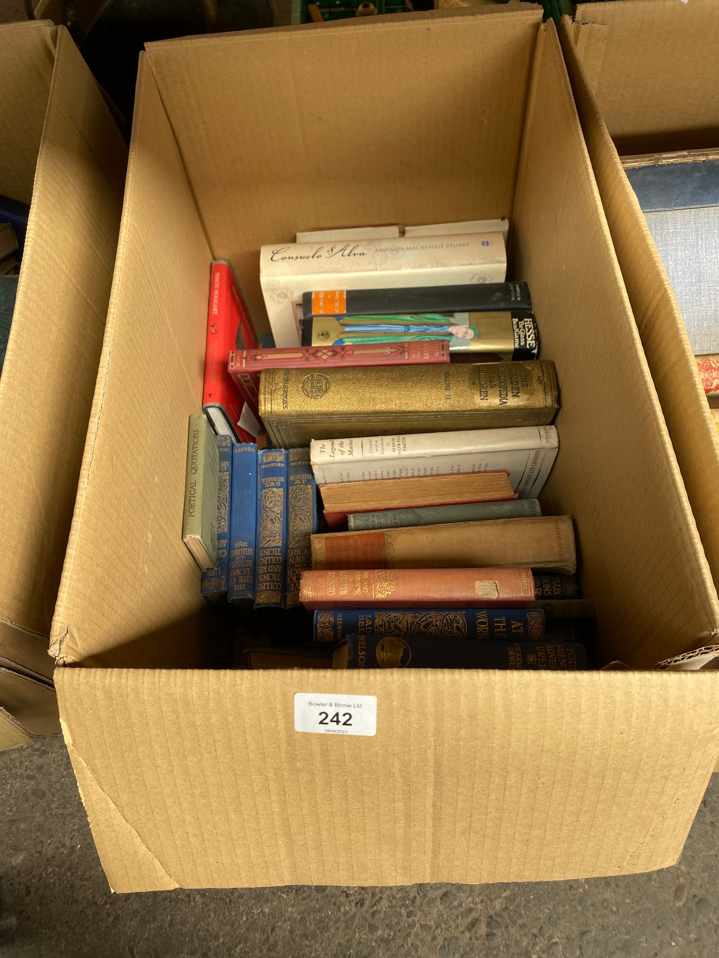 A Box of mixed genre books.