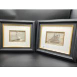 Pair of vintage nautical art paintings [1 as found]