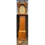 19th century oak cased Scottish grandfather clock. Enamel painted dial by Jn.o. Smith Pittenweem.