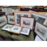 Selection of coloured engravings and prints