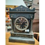 Victorian slate mantel clock with French movements marked Japy Freres