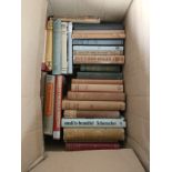 A Box of antique books to include aerican political systems, moral plays by James brindle, sailing