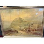 Antique watercolour painting titled 'Castle of Edinburgh from Grassmarket' [Looks to have been