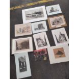 A Collection of original etchings and engravings to include 'Mont St Michel' signed by the artist.