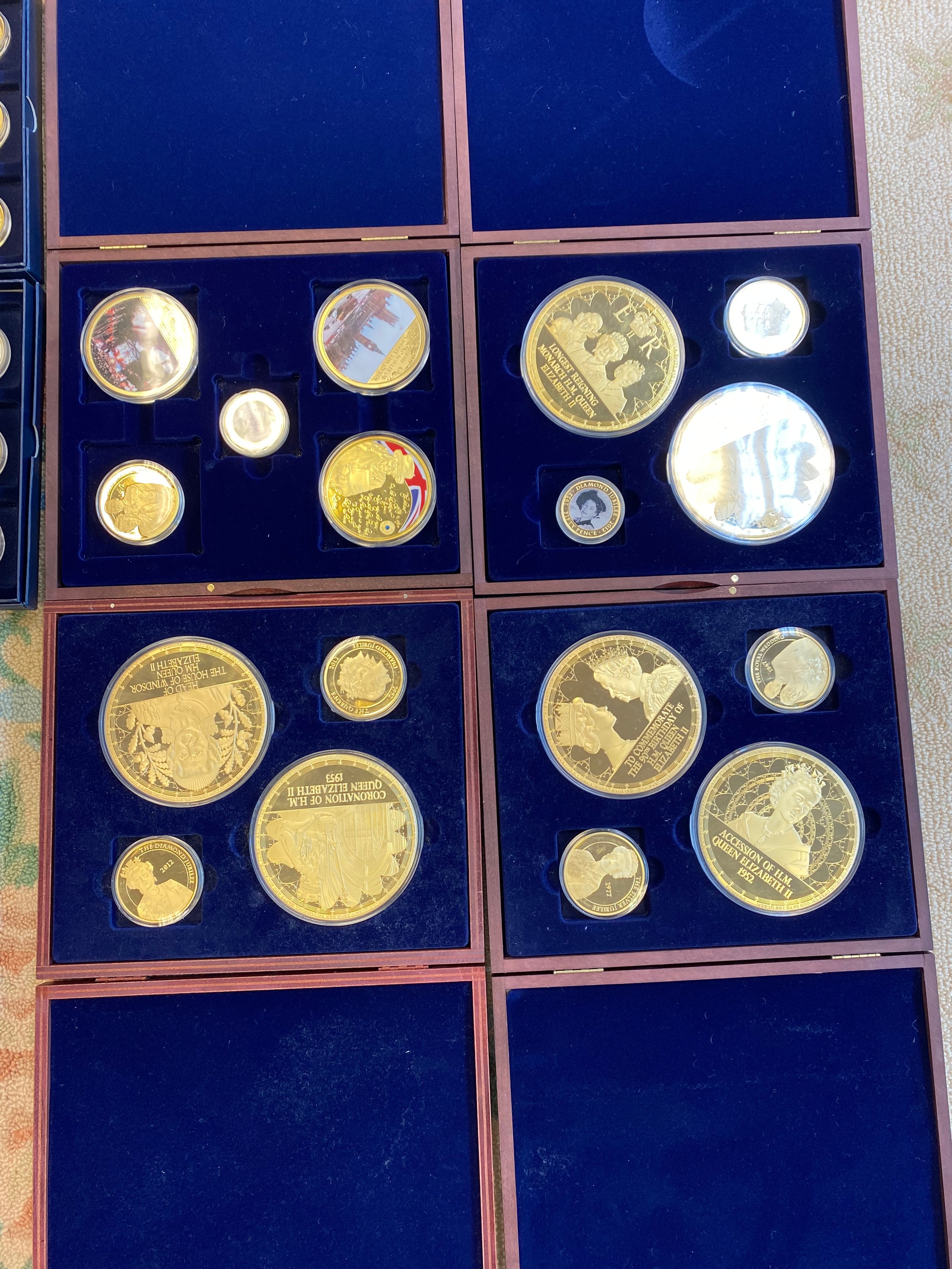 Large collection of gold and silver plated Royalty and Commemorative cased coins, comes with - Image 6 of 18