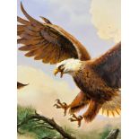 A Large American bold eagle painting on canvas. Signed Andrew. [109x134cm]