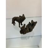 A lot of two antique bronze wolf cub figures. [Possibly Austrian] [6.5x9cm]