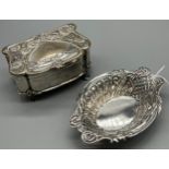 Two items of silver. Small Birmingham silver pierced dish and Birmingham silver ornate four foot