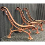 A Lot of three 19th century cast iron tree trunk style bench ends.