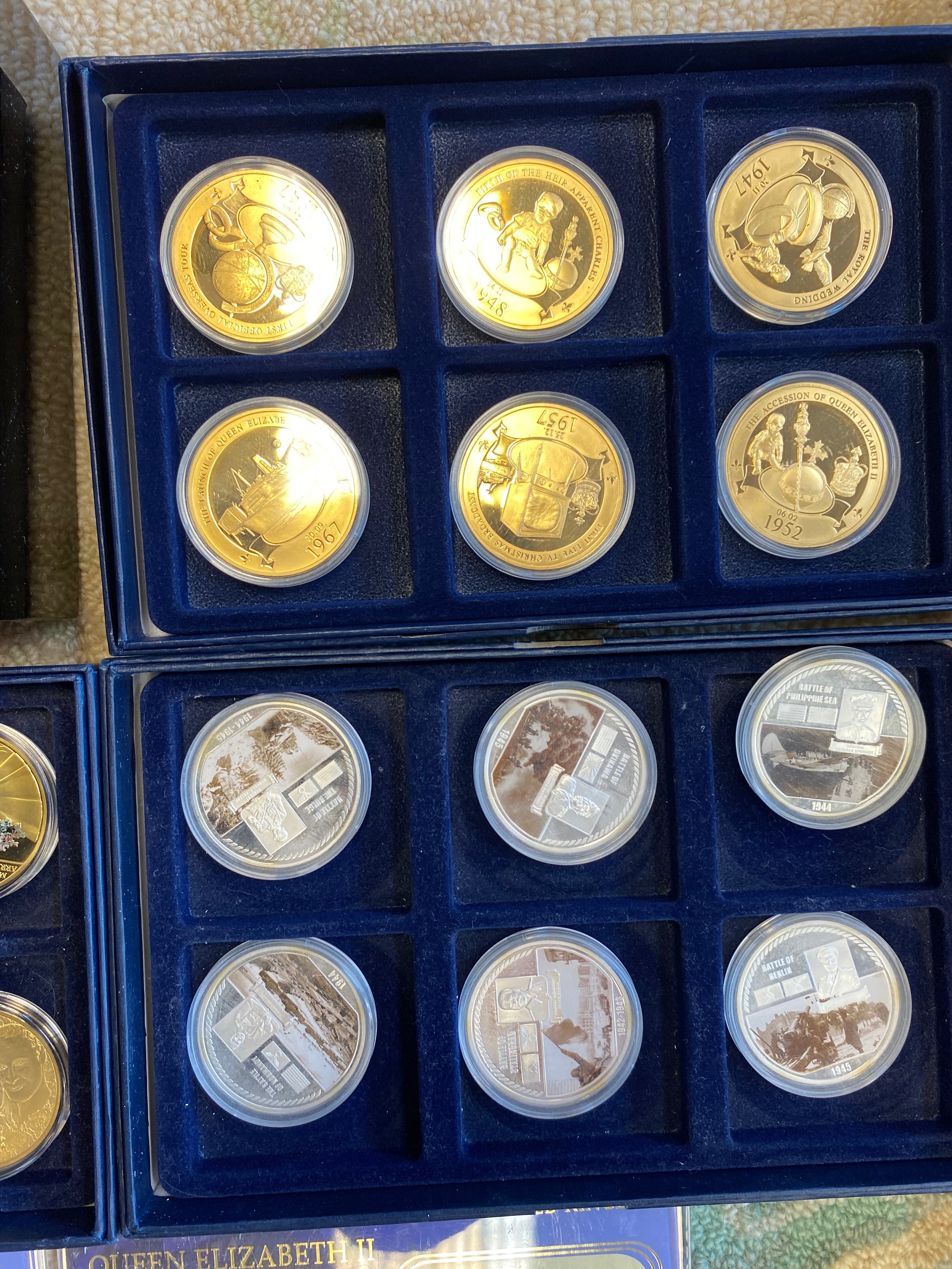 Large collection of gold and silver plated Royalty and Commemorative cased coins, comes with - Image 5 of 18