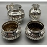 Four Piece Victorian London silver condiment set. Produced by Walter & John Barnard. [240grams]