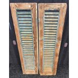 Two antique French pine painted window shutters. [113x29cm- each panel]